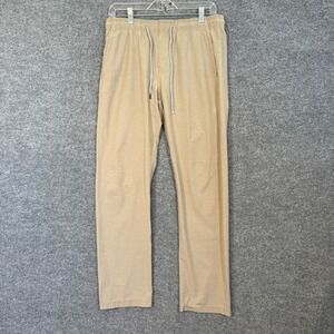Vissla Pants Mens Small Beige Straight Leg Stretch Waist Cotton Hemp Drawstring